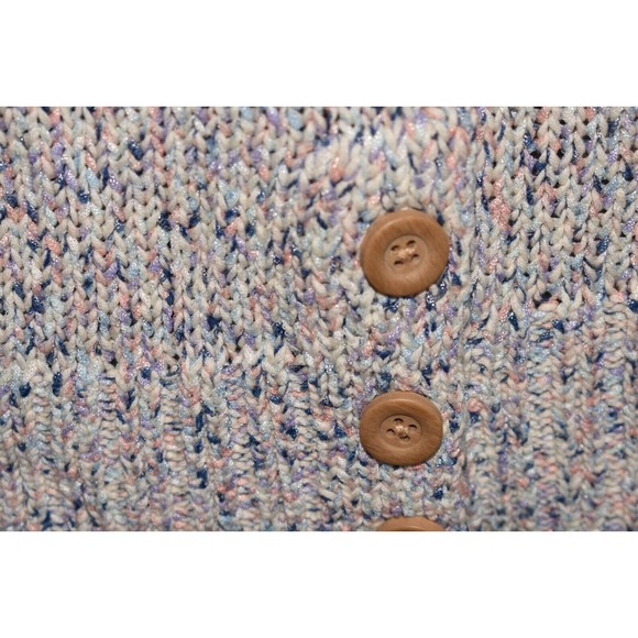 DENIM & CO. NATURALS NEW $65 Open Front Cardigan Button Detail Blue Multi XXS - Picture 4 of 4